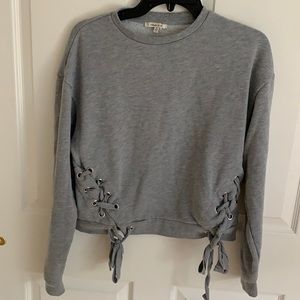 Gray lace up sweatshirt small